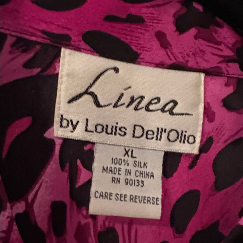 Linea by Louis Dell'Olio Fuchsia and Black Silk Shirt - Picture 3 of 4